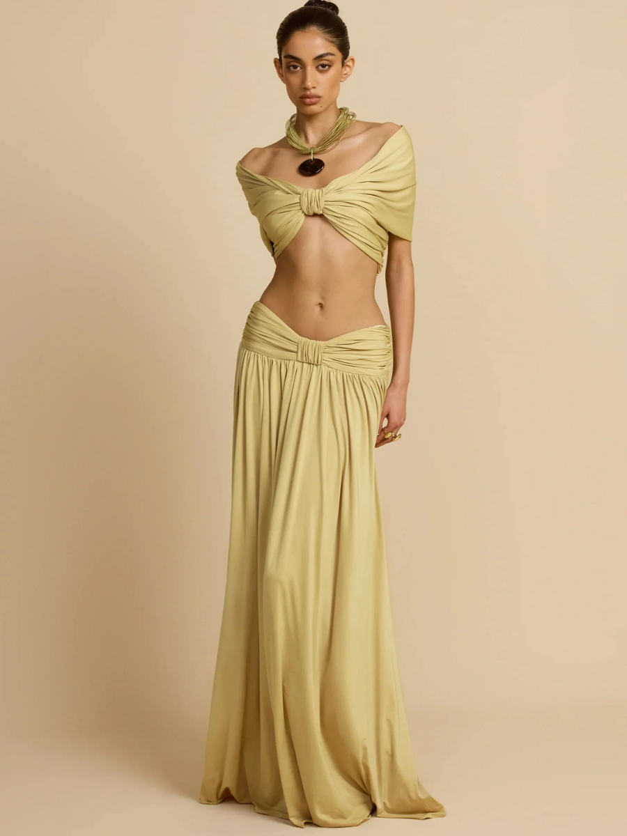 Conjunto Cropped e Saia Longa Modern Dalene