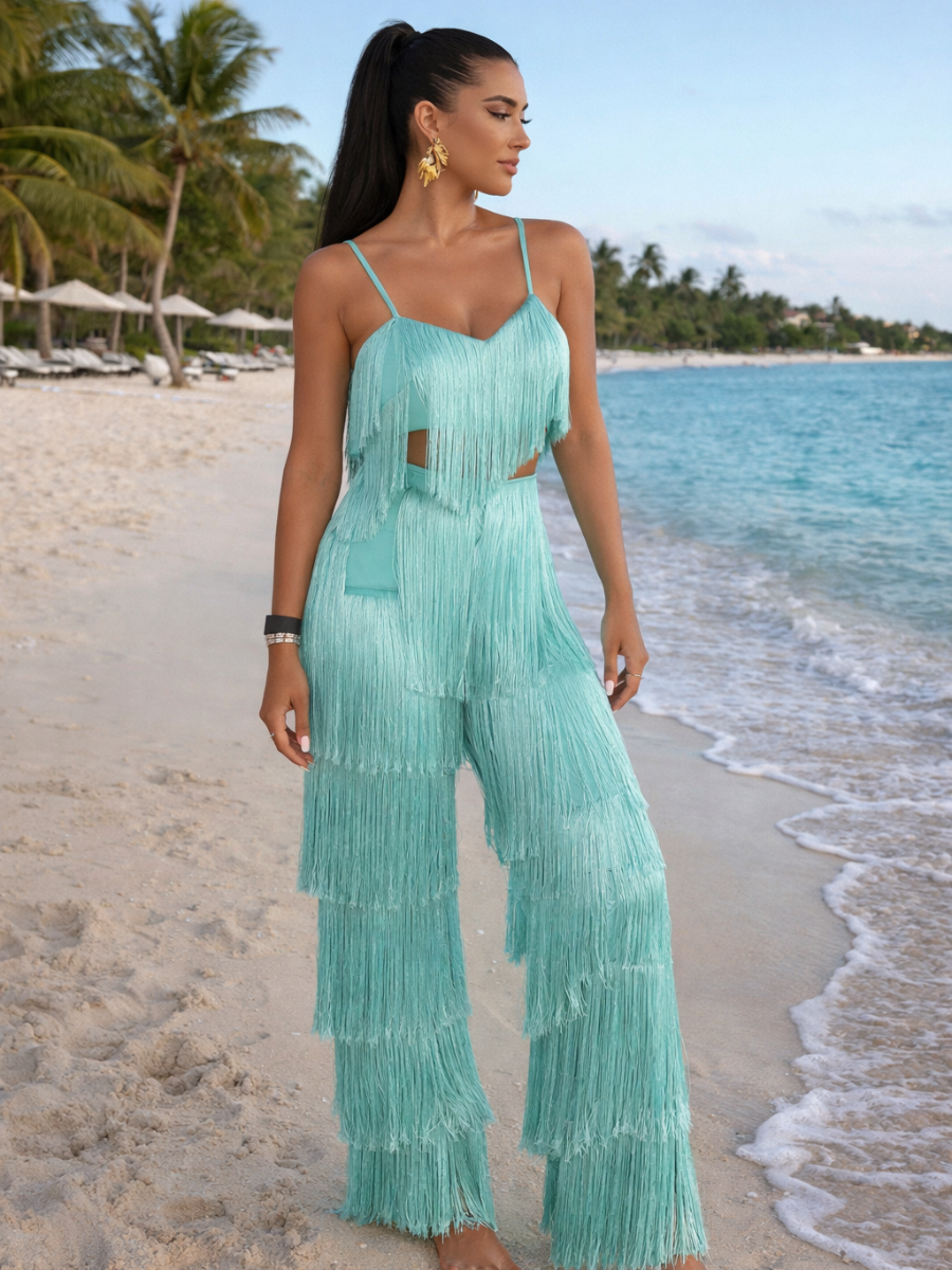 Macacão Longo com Franjas Modern Victoire