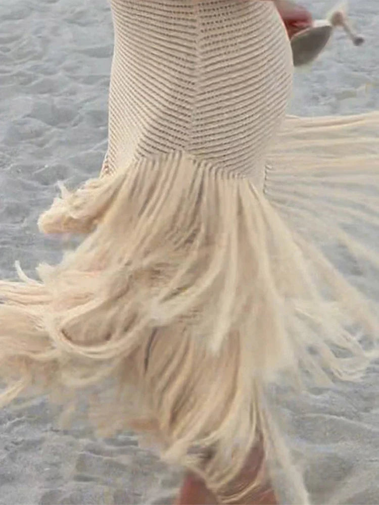 Vestido Longo com Franjas Modern Solène