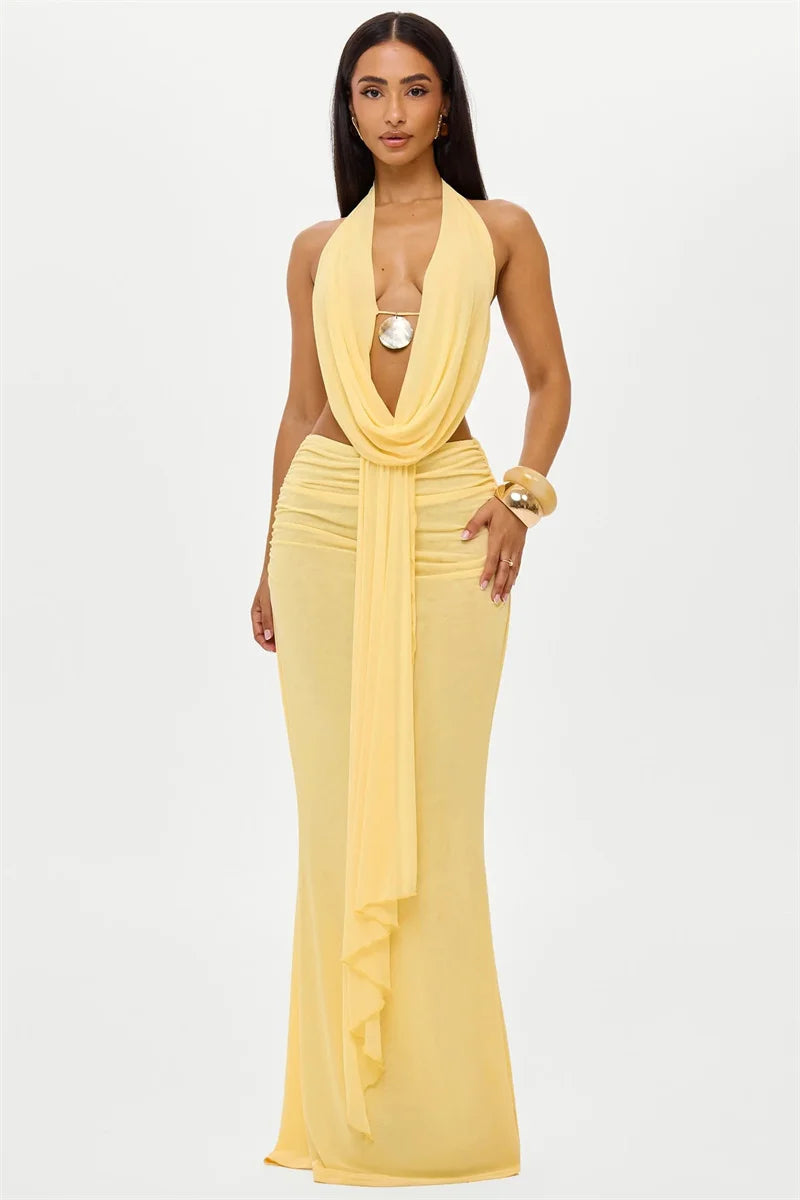 Conjunto Cropped e Saia Longa Modern Perle