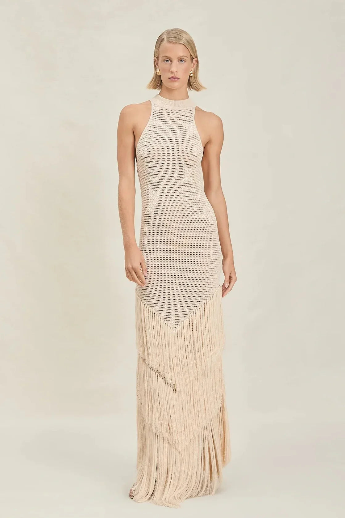 Vestido Longo com Franjas Modern Solène