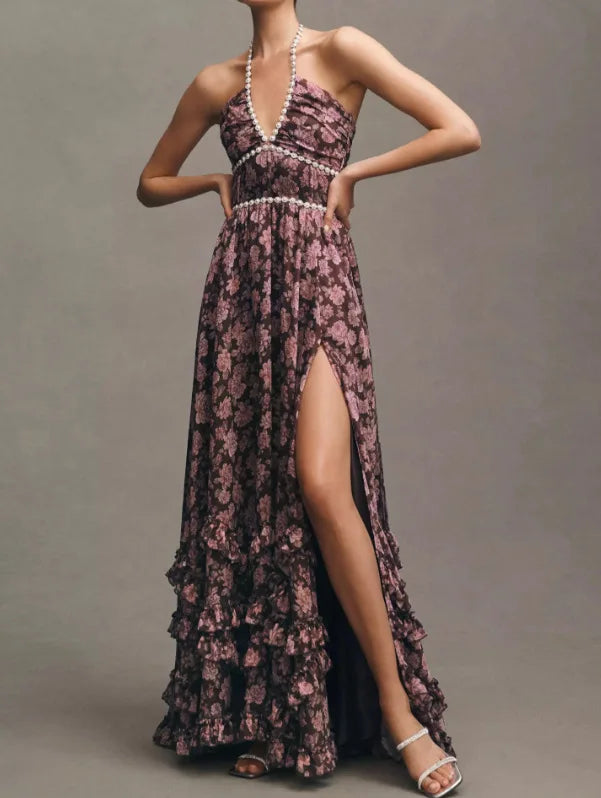 Vestido Longo com Babados e Fenda Modern Lara