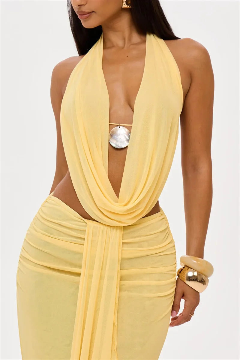 Conjunto Cropped e Saia Longa Modern Perle